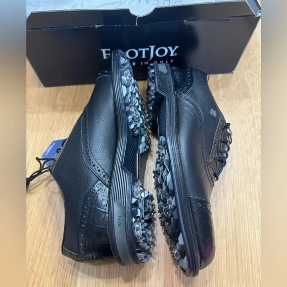 FootJoy Black Leather Men's Golf Shoes - Picture 11 of 16